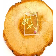 Παραμάνα Σε Κίτρινο Χρυσό 9Κ - "GIRL", Παπούτσια που΄έντ, σταυρός και κόκκινο ματάκι (KID181)